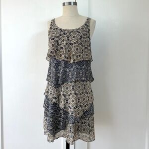 Y2K‎ Bethany Tiered Boho Print Dress — Made in USA Women's 4P